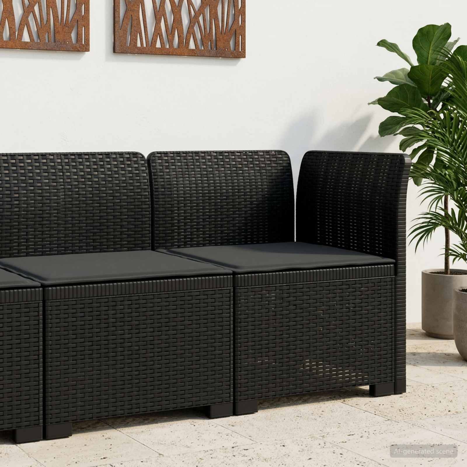 Divano da Giardino a 1 Posto con Cuscino Aspetto Rattan PP | homemem39