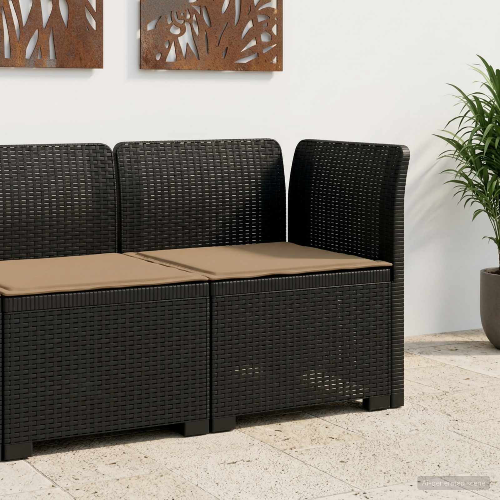 Divano da Giardino a 1 Posto con Cuscino Aspetto Rattan PP | homemem39