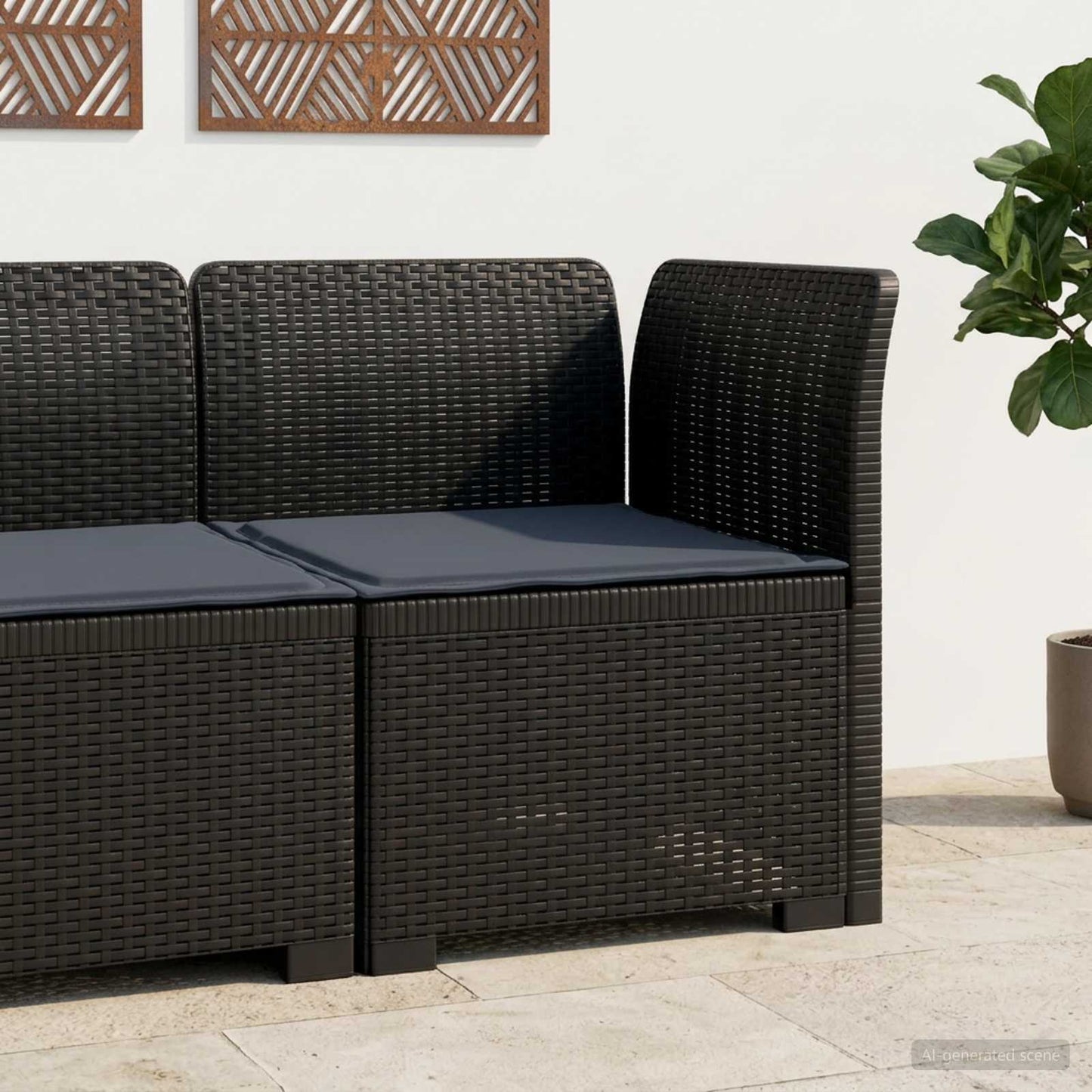 Divano da Giardino a 1 Posto con Cuscino Aspetto Rattan PP | homemem39