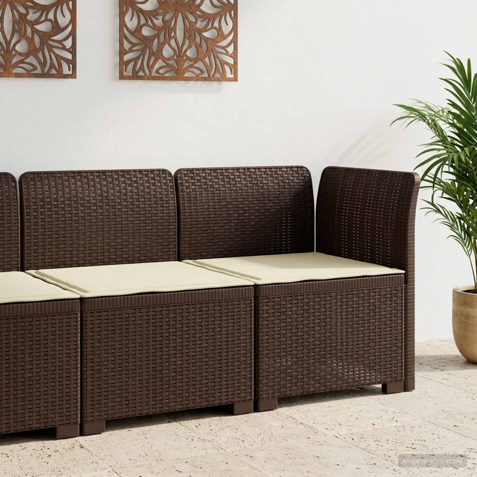 Divano da Giardino a 1 Posto con Cuscino Aspetto Rattan PP | homemem39