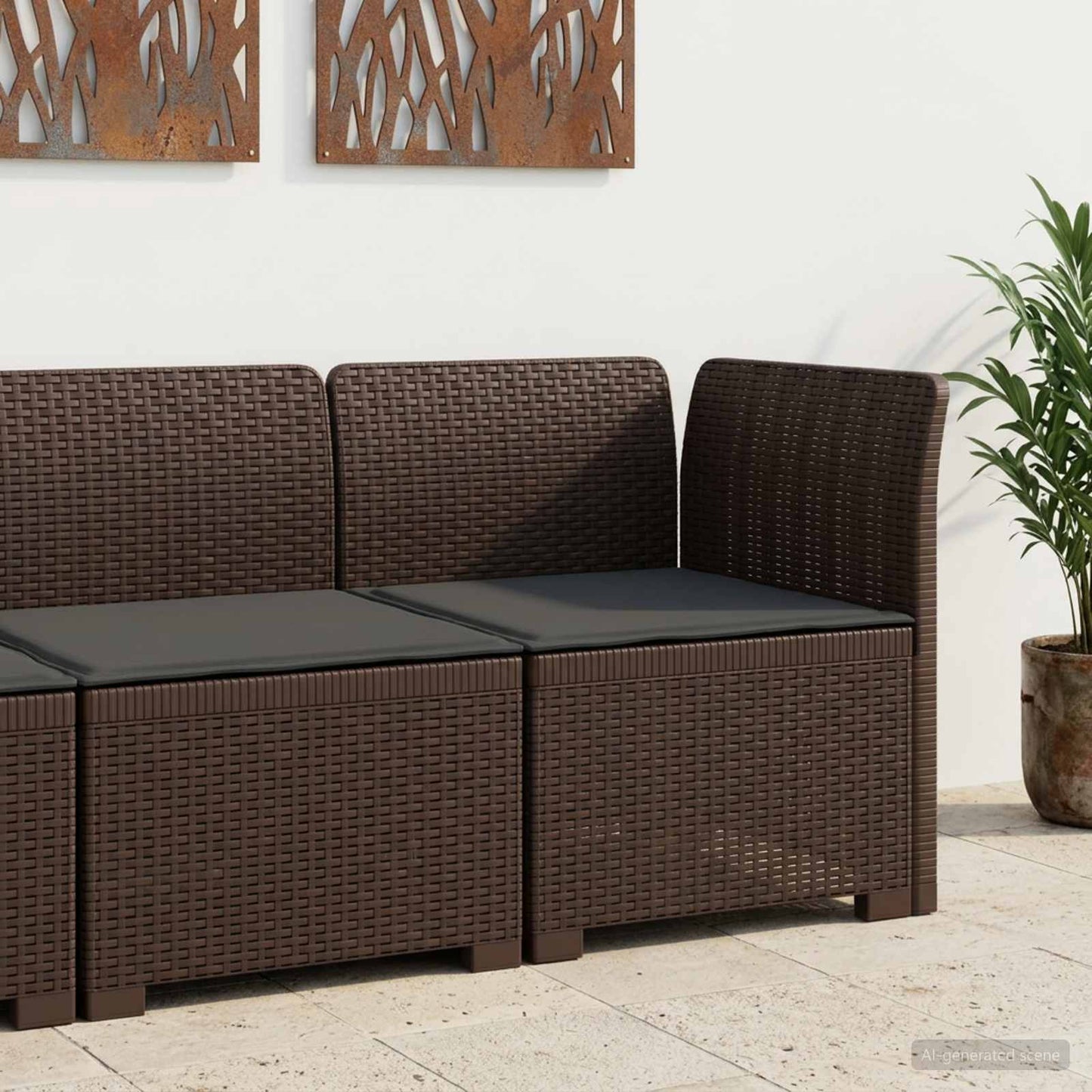 Divano da Giardino a 1 Posto con Cuscino Aspetto Rattan PP | homemem39