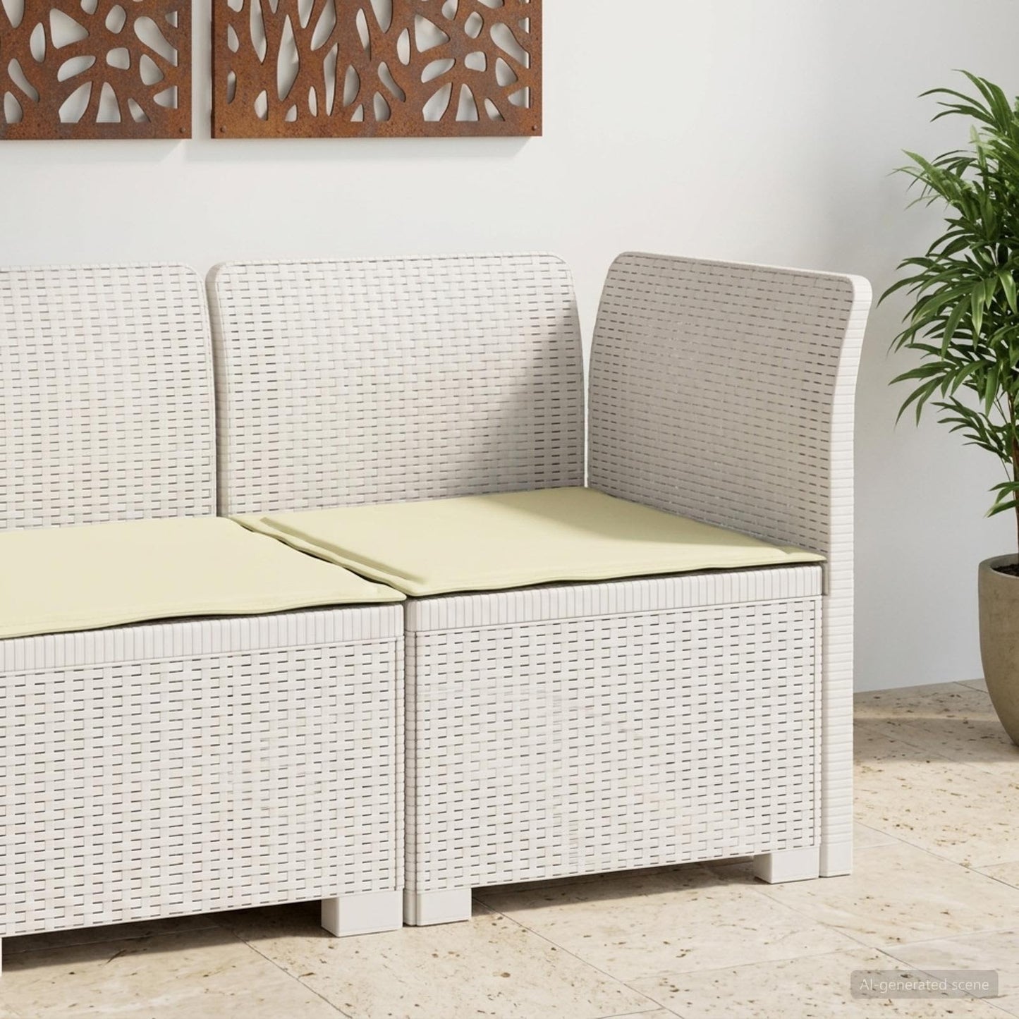 Divano da Giardino a 1 Posto con Cuscino Aspetto Rattan PP | homemem39