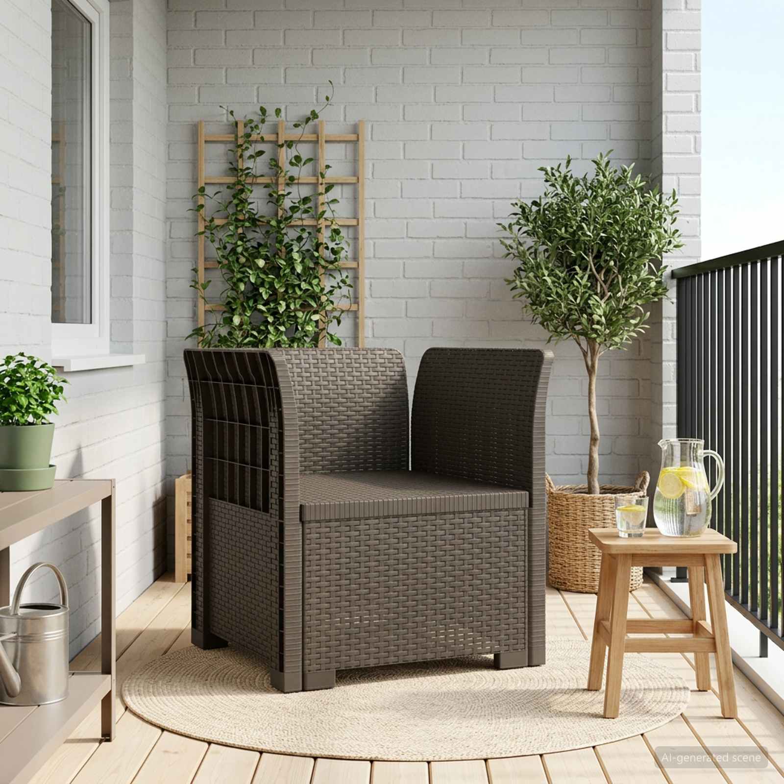 Poltrona a 1 Posto Aspetto Rattan PP Grigio Chiaro | homemem39