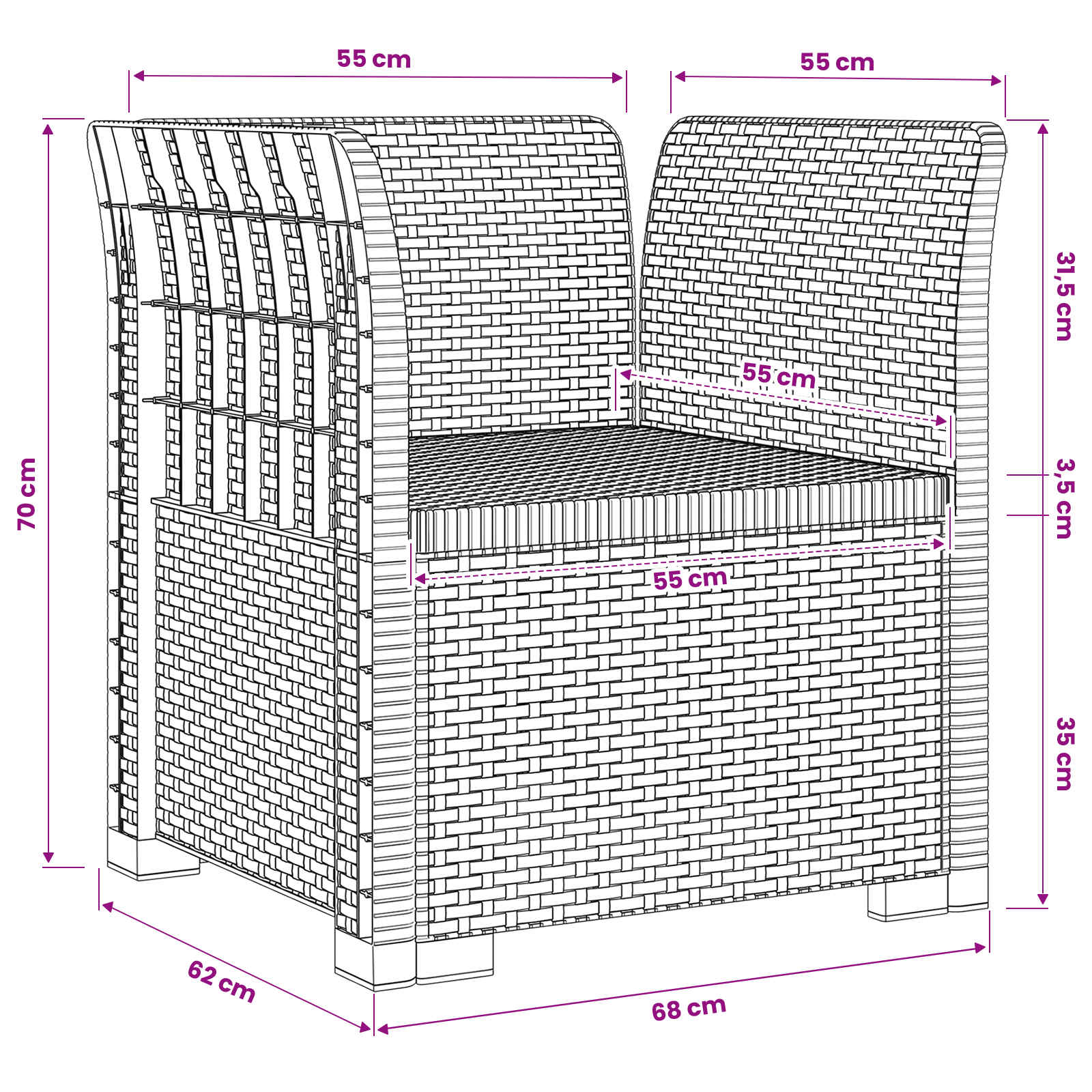 Poltrona a 1 Posto Aspetto Rattan PP Grigio Chiaro | homemem39