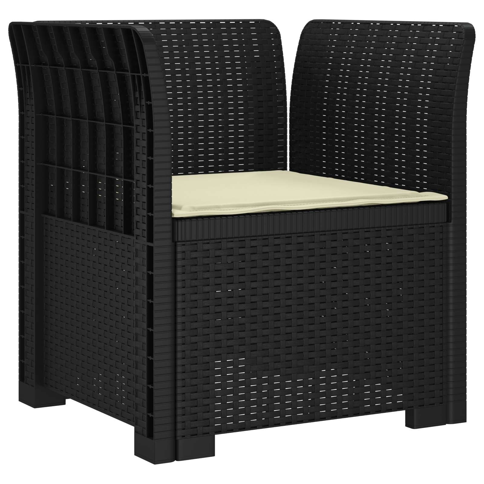 Poltrona a 1 Posto con Cuscino Aspetto Rattan PP Antracite | homemem39