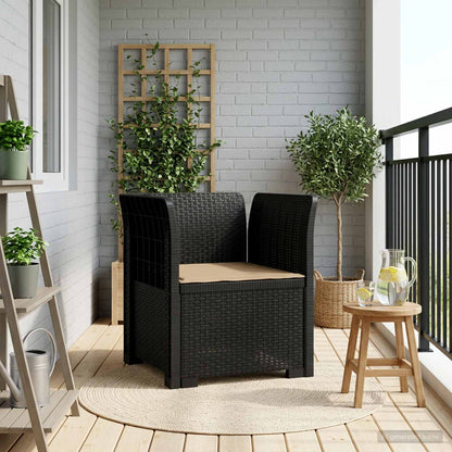 Poltrona a 1 Posto con Cuscino Aspetto Rattan PP Antracite | homemem39