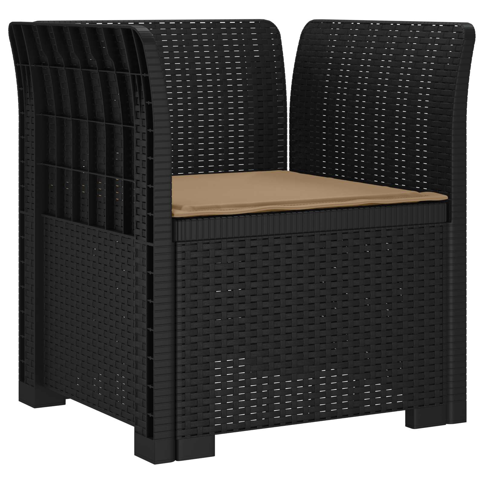 Poltrona a 1 Posto con Cuscino Aspetto Rattan PP Antracite | homemem39
