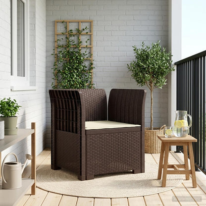 Poltrona a 1 Posto con Cuscino Aspetto Rattan PP Marrone | homemem39