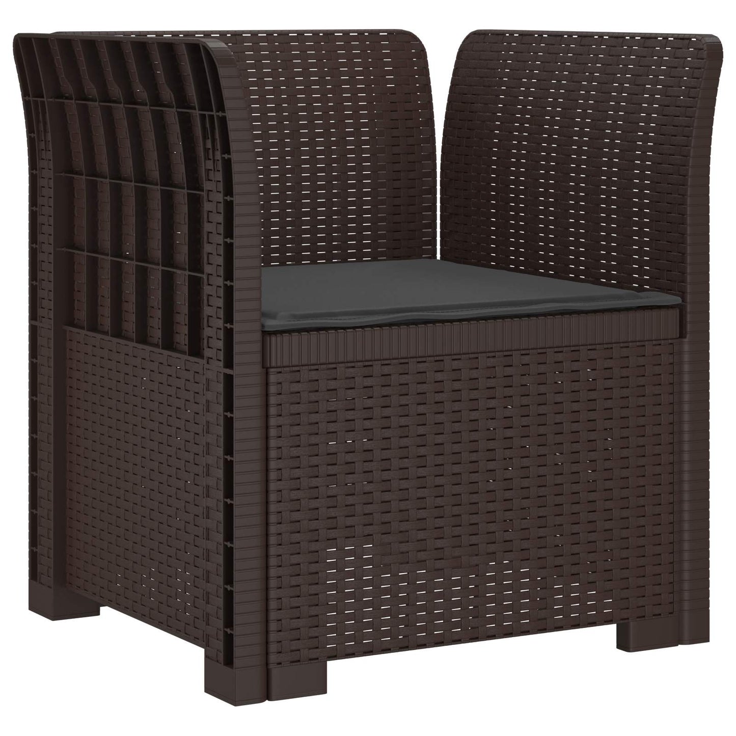 Poltrona a 1 Posto con Cuscino Aspetto Rattan PP Marrone | homemem39