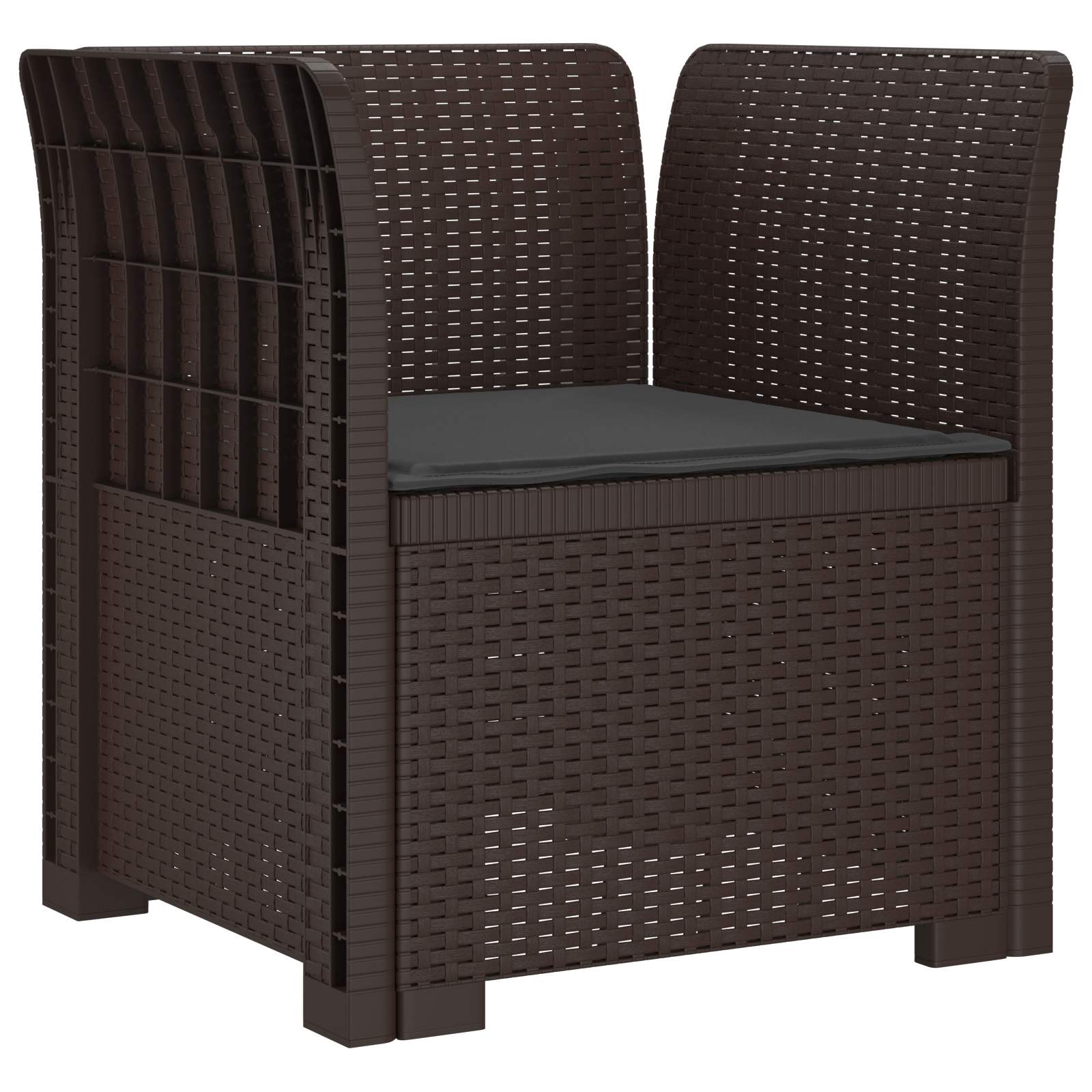Poltrona a 1 Posto con Cuscino Aspetto Rattan PP Marrone | homemem39