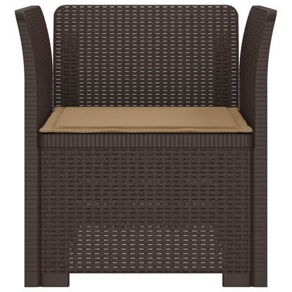 Poltrona a 1 Posto con Cuscino Aspetto Rattan PP Marrone | homemem39
