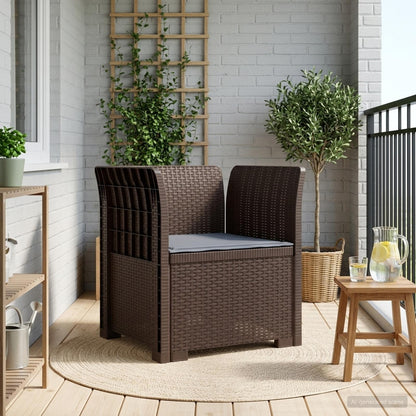 Poltrona a 1 Posto con Cuscino Aspetto Rattan PP Marrone | homemem39
