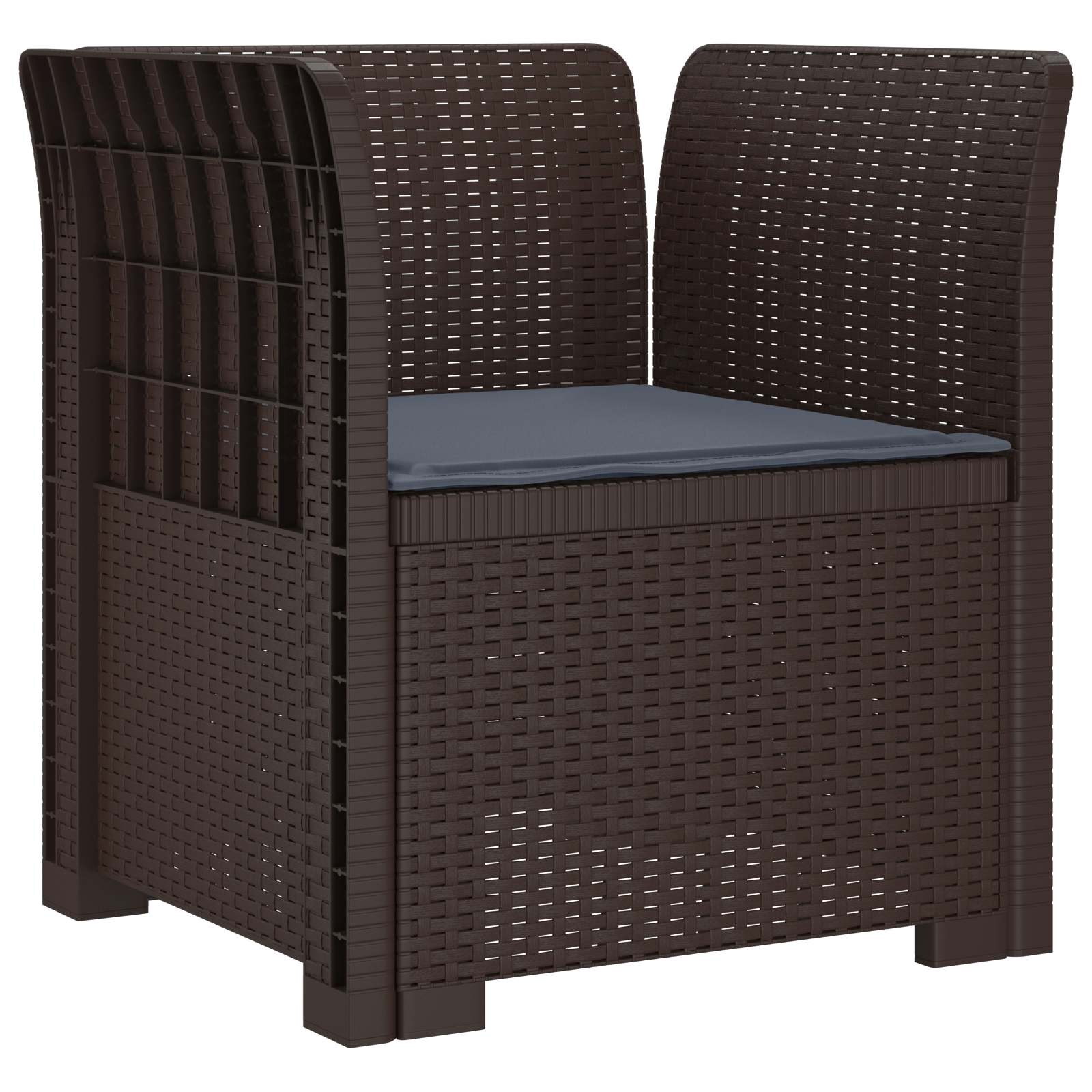 Poltrona a 1 Posto con Cuscino Aspetto Rattan PP Marrone | homemem39