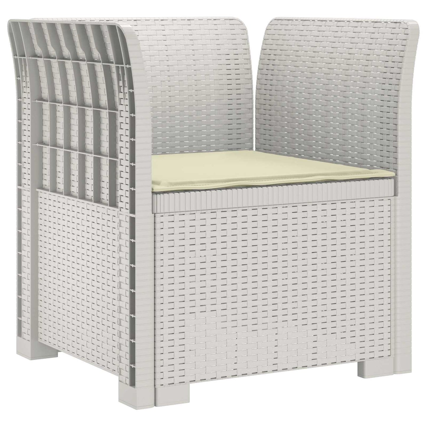 Poltrona a 1 Posto con Cuscino Aspetto Rattan PP Bianco | homemem39