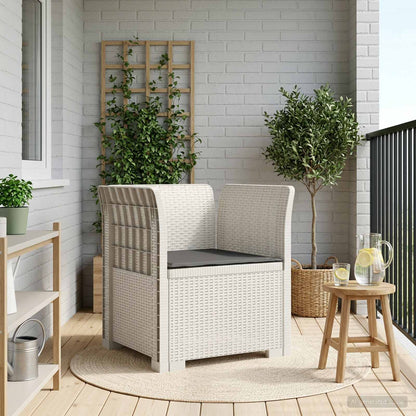 Poltrona a 1 Posto con Cuscino Aspetto Rattan PP Bianco | homemem39