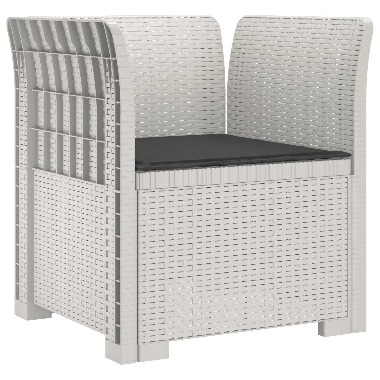 Poltrona a 1 Posto con Cuscino Aspetto Rattan PP Bianco | homemem39