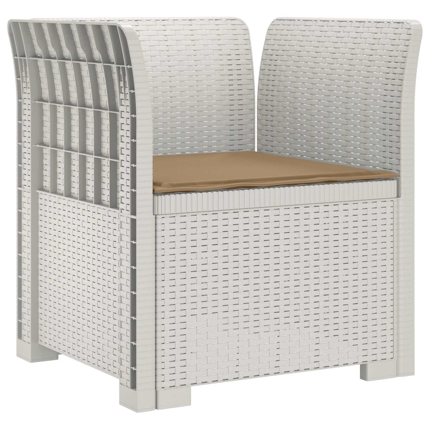 Poltrona a 1 Posto con Cuscino Aspetto Rattan PP Bianco | homemem39