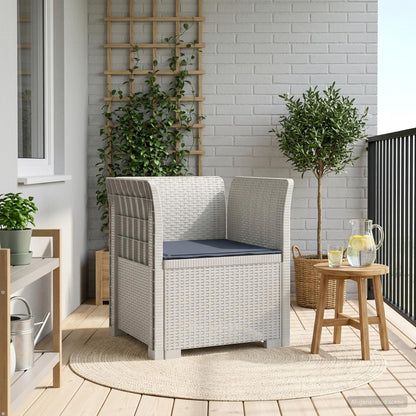 Poltrona a 1 Posto con Cuscino Aspetto Rattan PP Bianco | homemem39