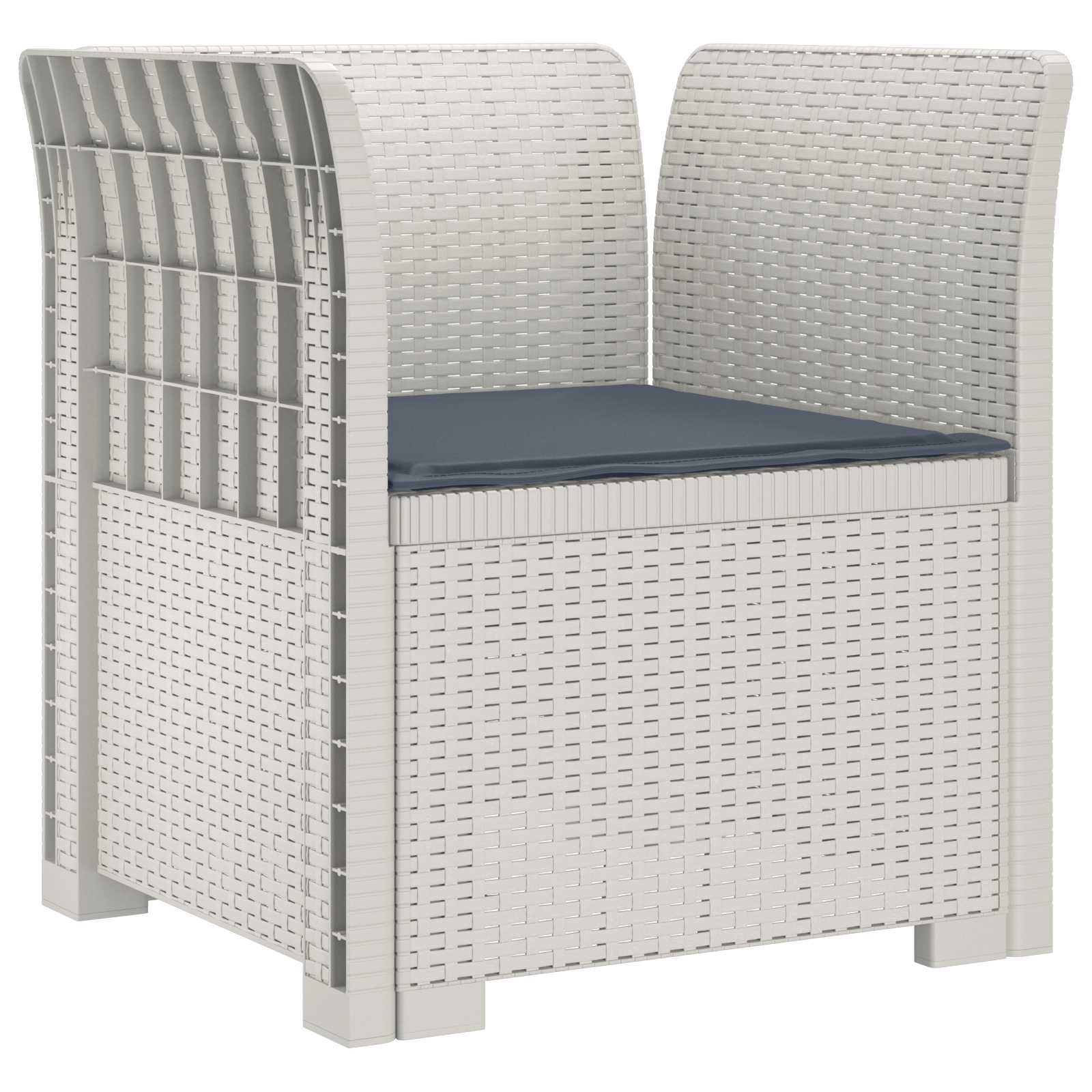 Poltrona a 1 Posto con Cuscino Aspetto Rattan PP Bianco | homemem39