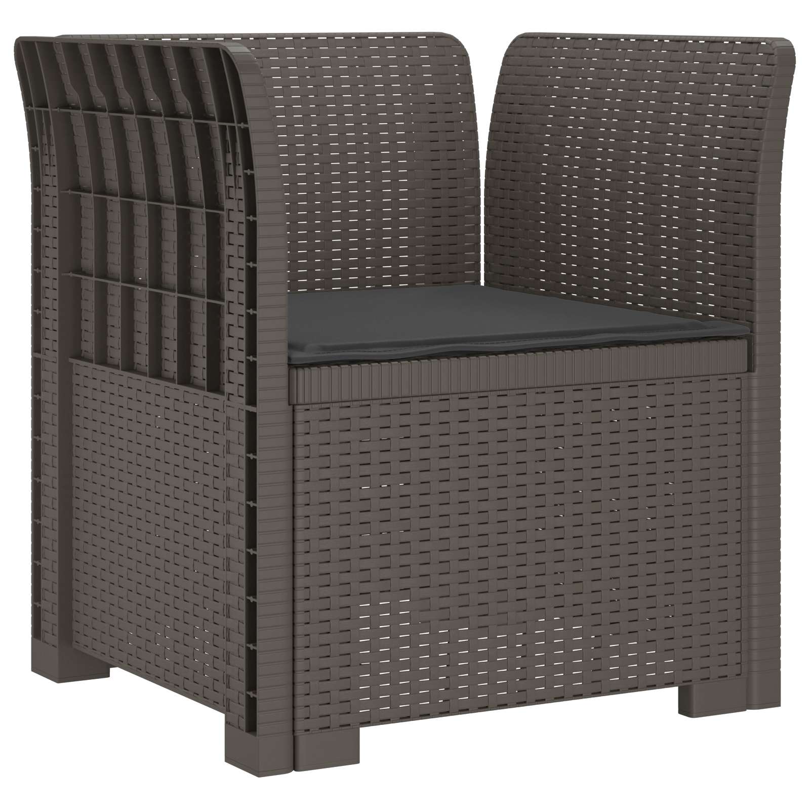 Poltrona a 1 Posto con Cuscino Aspetto Rattan PP Grigio Chiaro | homemem39