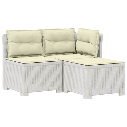 Divano da giardino 3 posti con cuscini in look rattan PP Bianco | homemem39