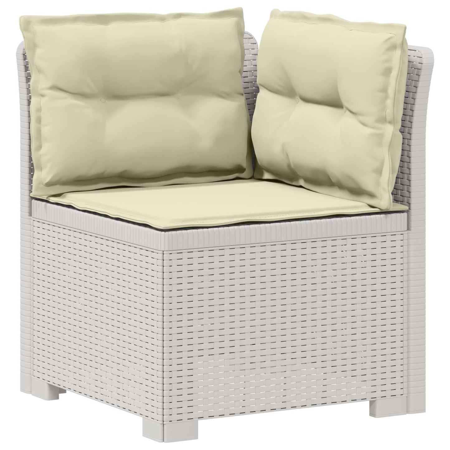 Divano da giardino 3 posti con cuscini in look rattan PP Bianco | homemem39