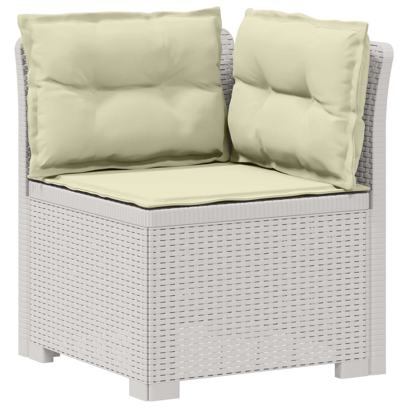 Divano da giardino 3 posti con cuscini in look rattan PP Bianco | homemem39