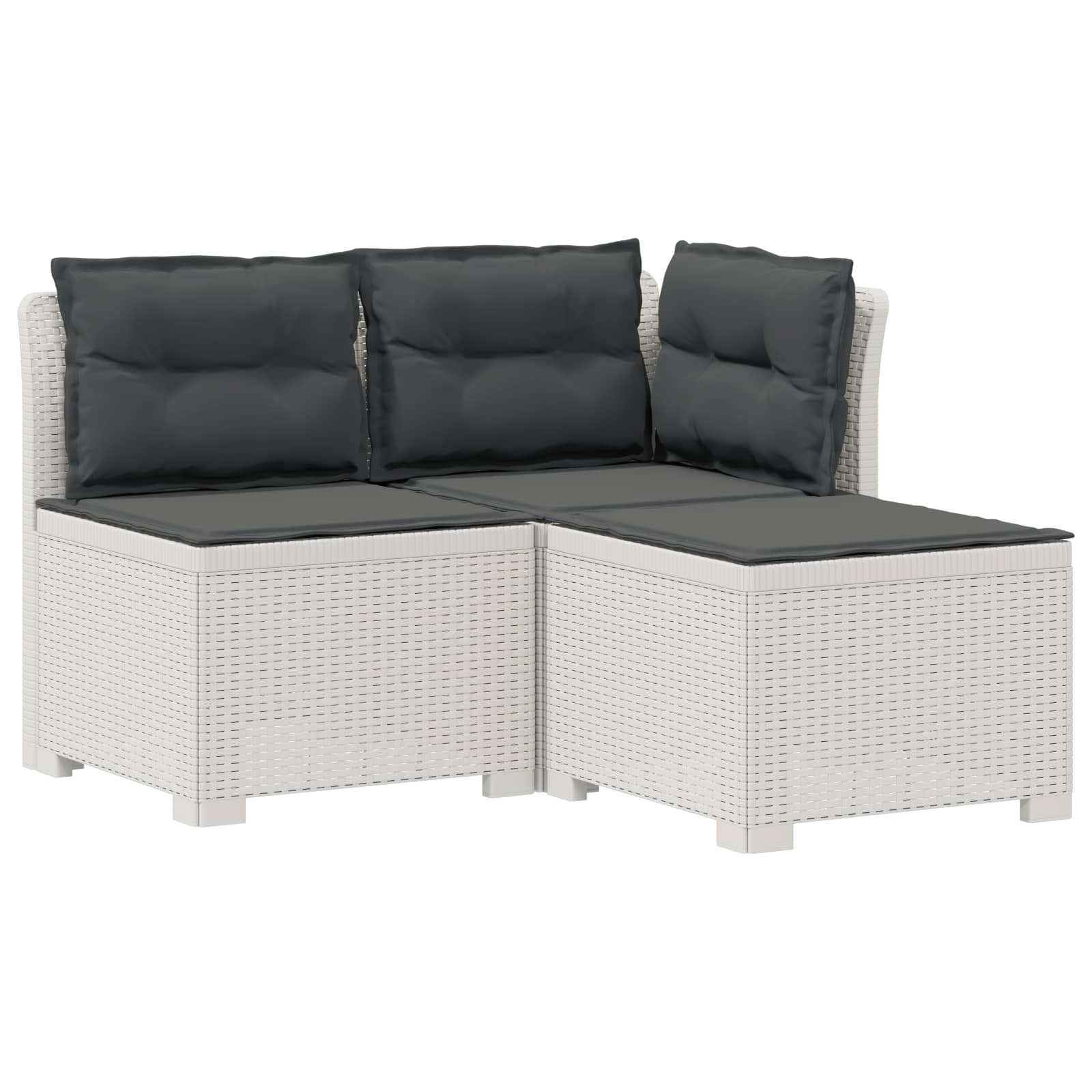 Divano da giardino 3 posti con cuscini in look rattan PP Bianco | homemem39