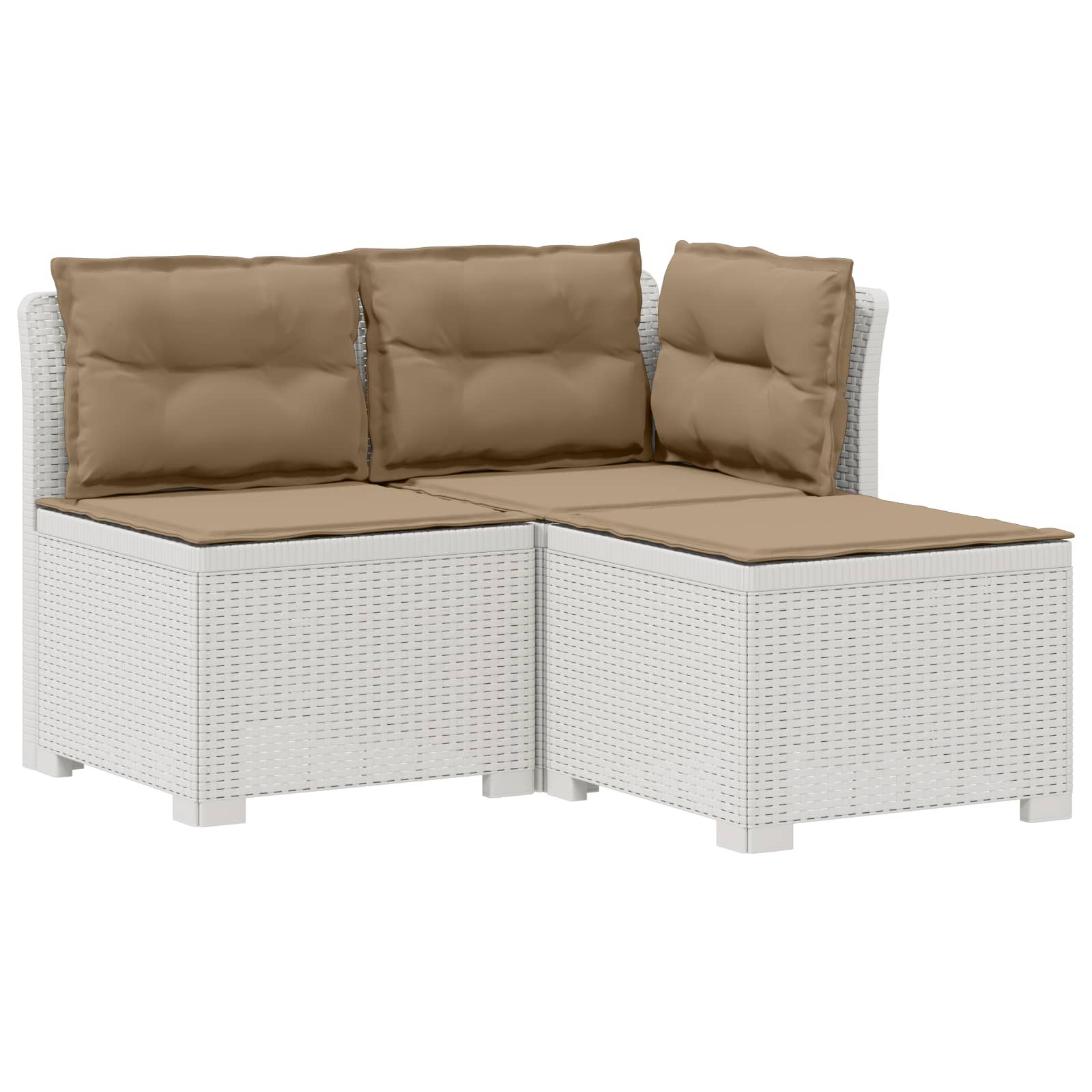 Divano da giardino 3 posti con cuscini in look rattan PP Bianco | homemem39