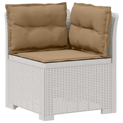 Divano da giardino 3 posti con cuscini in look rattan PP Bianco | homemem39