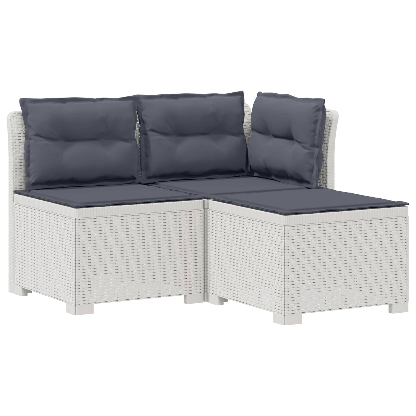 Divano da giardino 3 posti con cuscini in look rattan PP Bianco