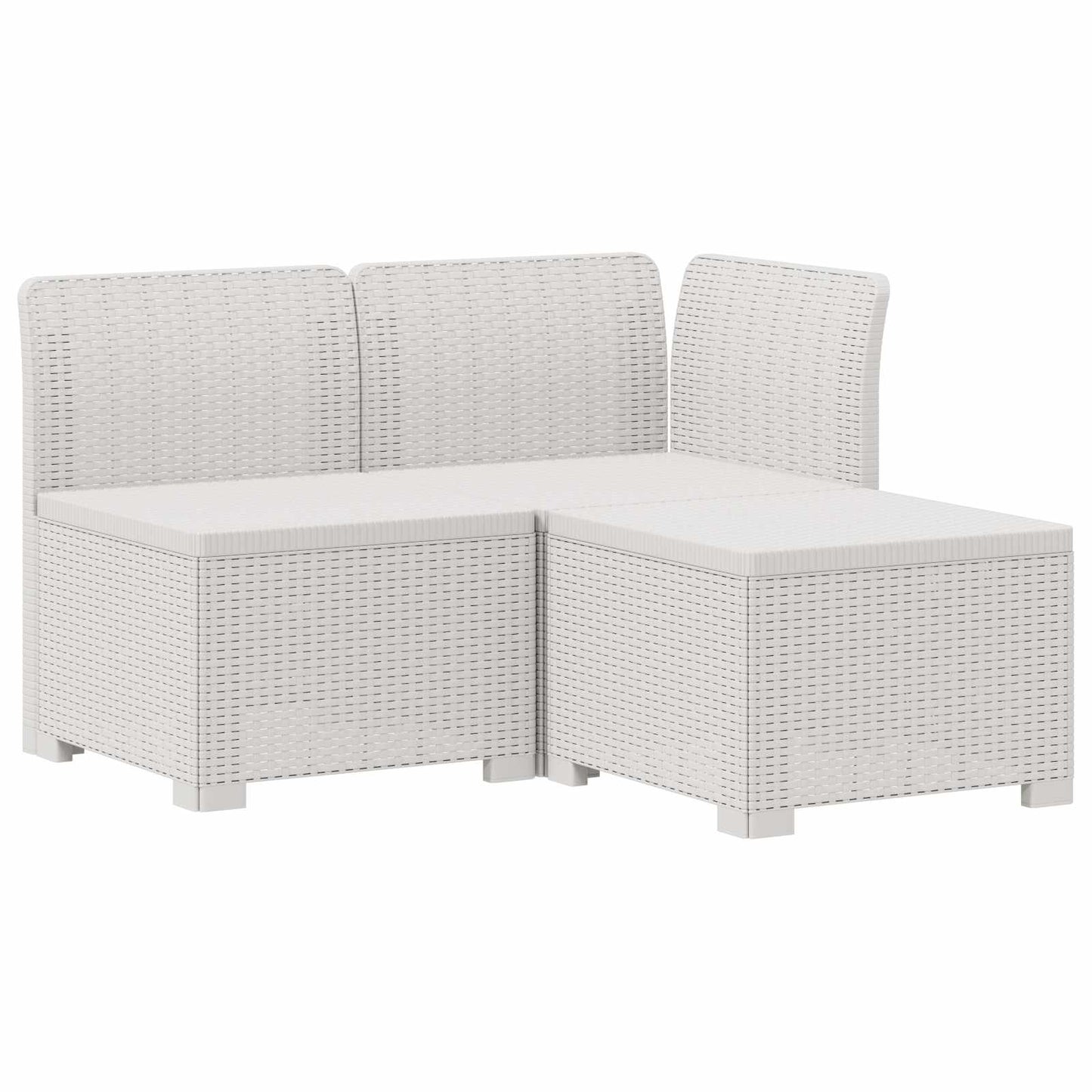 Divano da giardino 3 posti con cuscini in look rattan PP Bianco