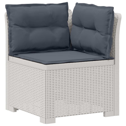 Divano da giardino 3 posti con cuscini in look rattan PP Bianco