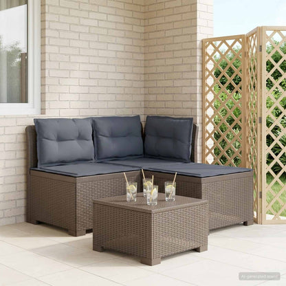 Divano da giardino 3 posti con cuscini in look rattan PP
