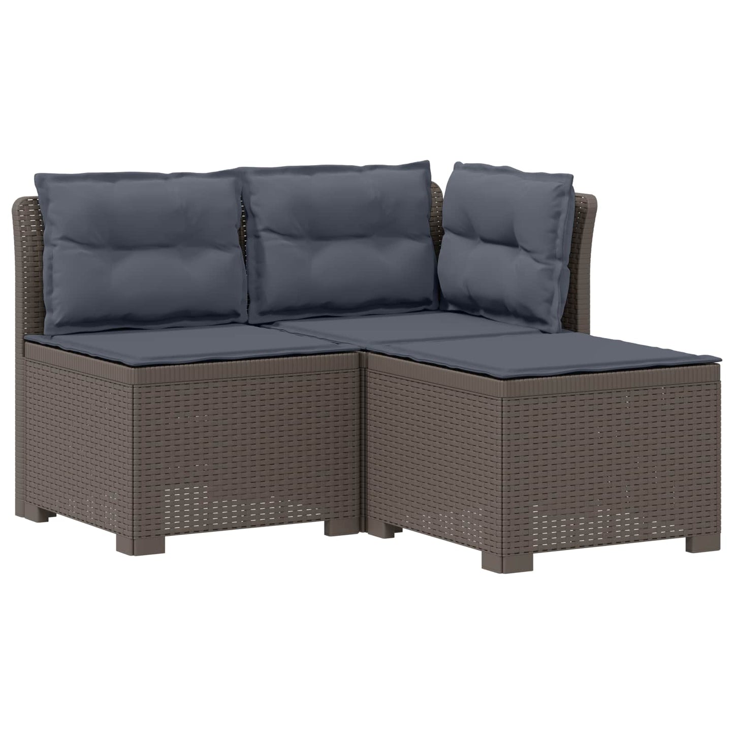 Divano da giardino 3 posti con cuscini in look rattan PP