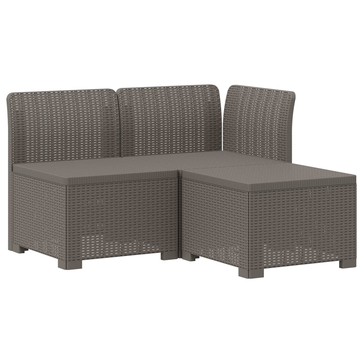 Divano da giardino 3 posti con cuscini in look rattan PP