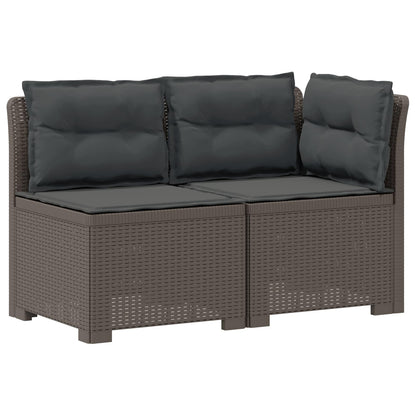 Divano da Giardino a 2 Posti con Cuscini Aspetto Rattan PP | homemem39
