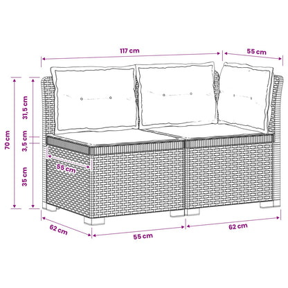 Divano da Giardino a 2 Posti con Cuscini Aspetto Rattan PP | homemem39