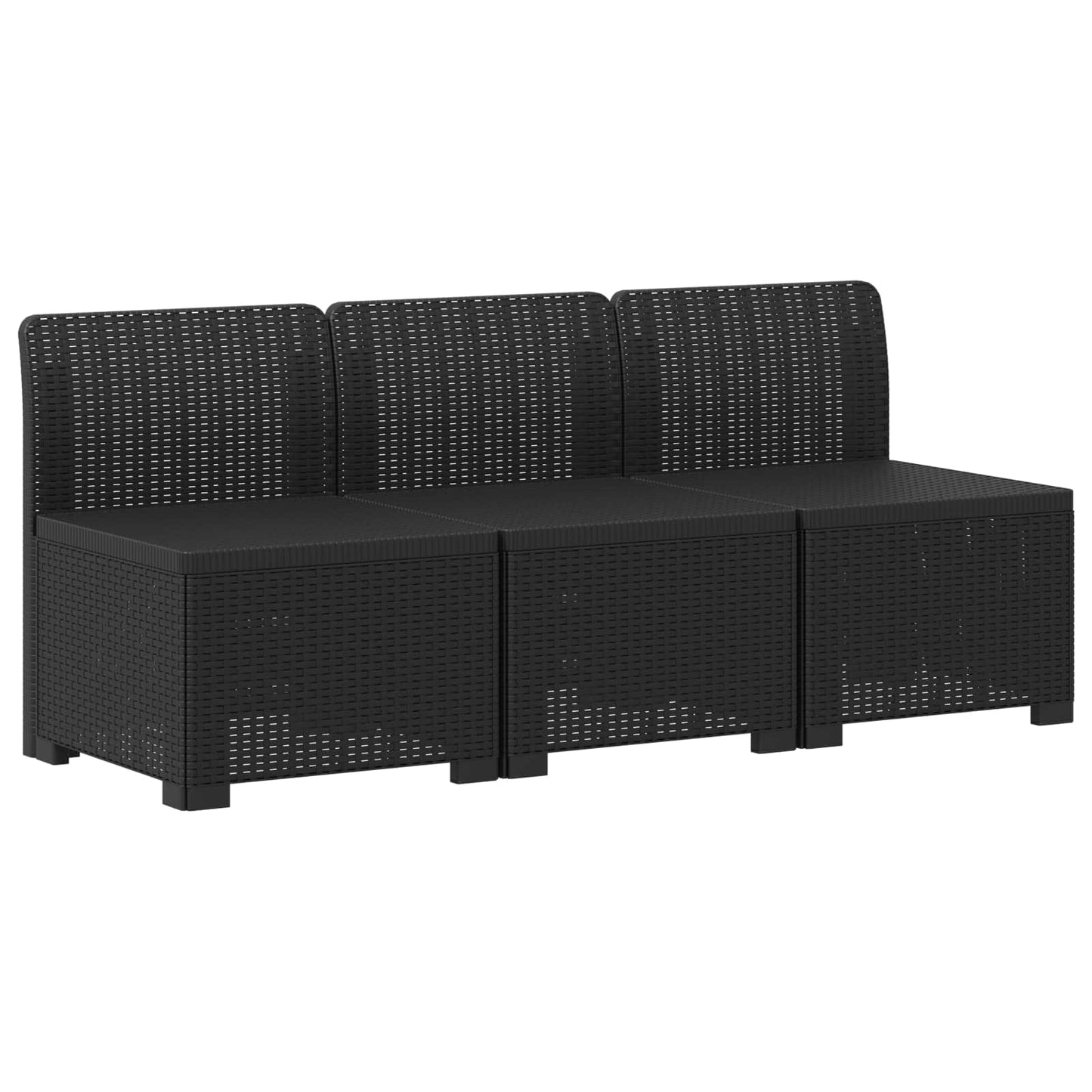 Divano da Giardino a 3 Posti in Aspetto Rattan PP Antracite