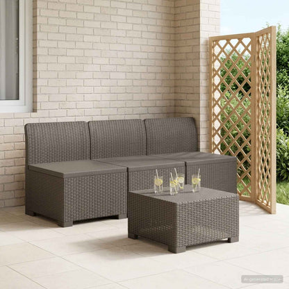 Divano da Giardino a 3 Posti in Aspetto Rattan PP Grigio Chiaro