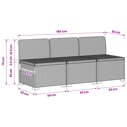Divano da Giardino a 3 Posti in Aspetto Rattan PP Grigio Chiaro | homemem39