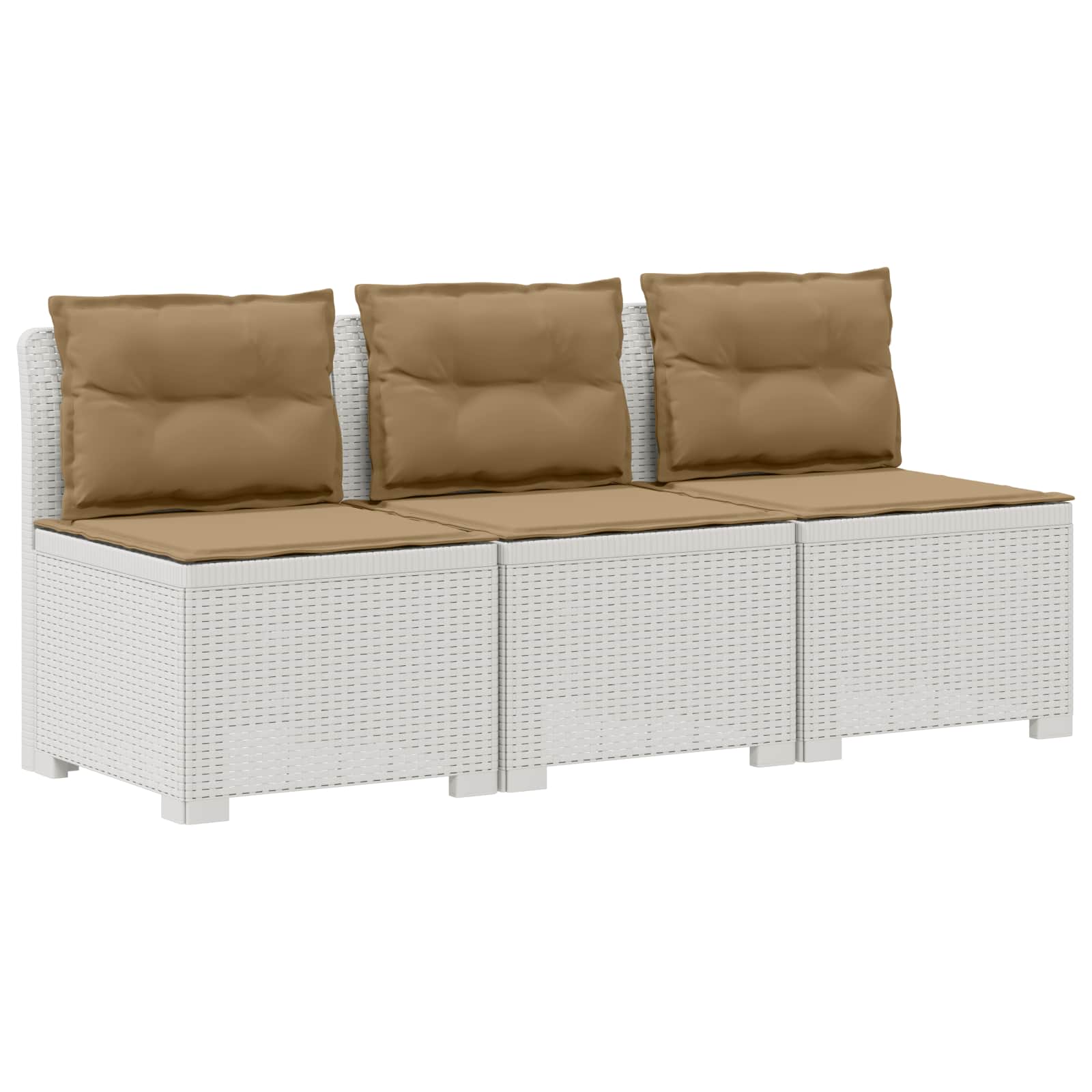 Divano da giardino 3 posti con cuscini in look rattan PP Bianco | homemem39