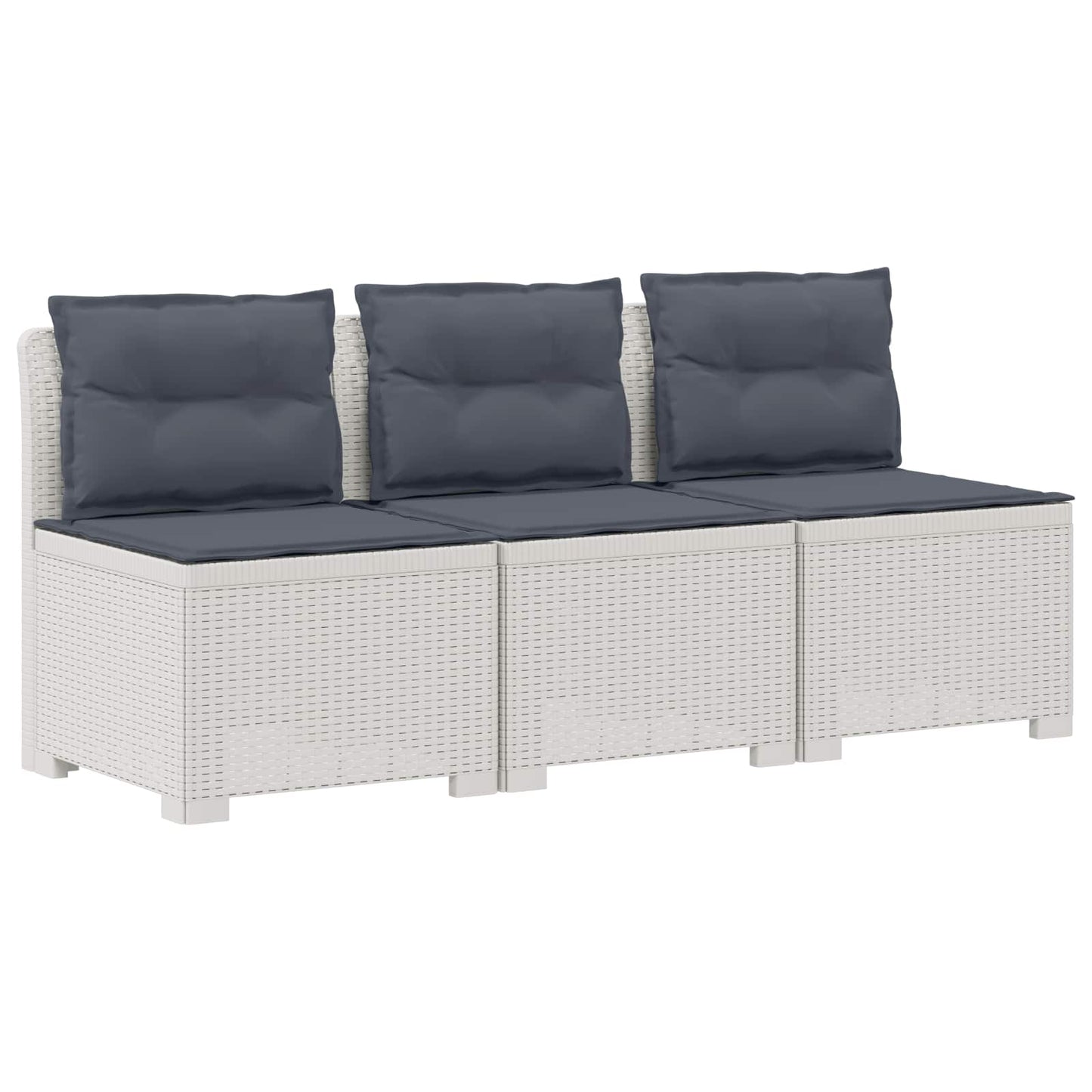 Divano da giardino 3 posti con cuscini in look rattan PP Bianco | homemem39
