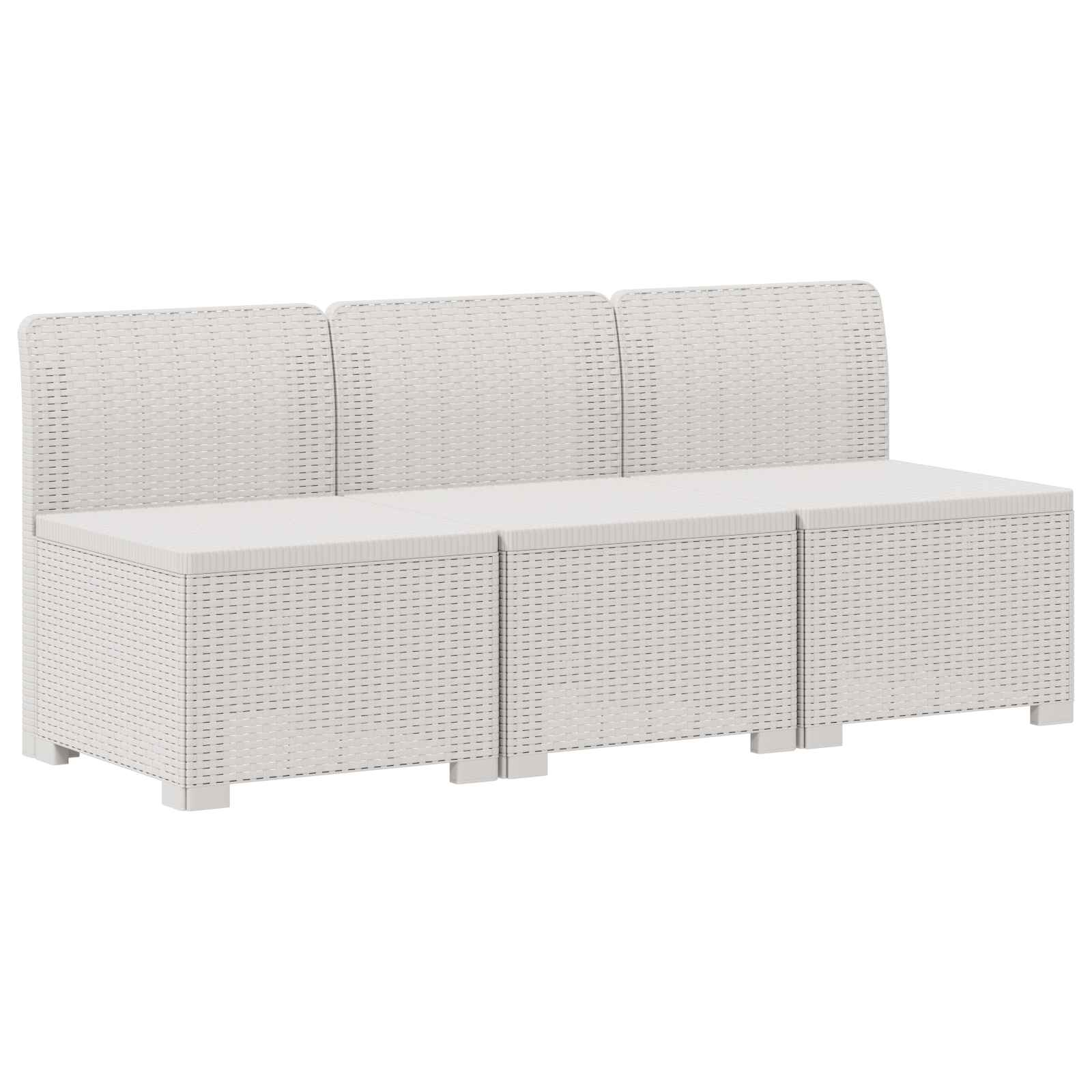 Divano da giardino 3 posti con cuscini in look rattan PP Bianco | homemem39