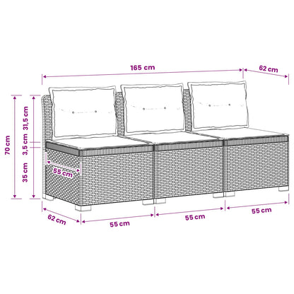 Divano da giardino 3 posti con cuscini in look rattan PP Bianco | homemem39