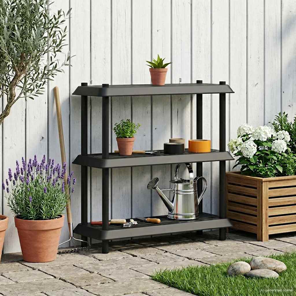 Unità di scaffalatura 3 livelli 100 x 40 x 96 cm PP Antracite | homemem39