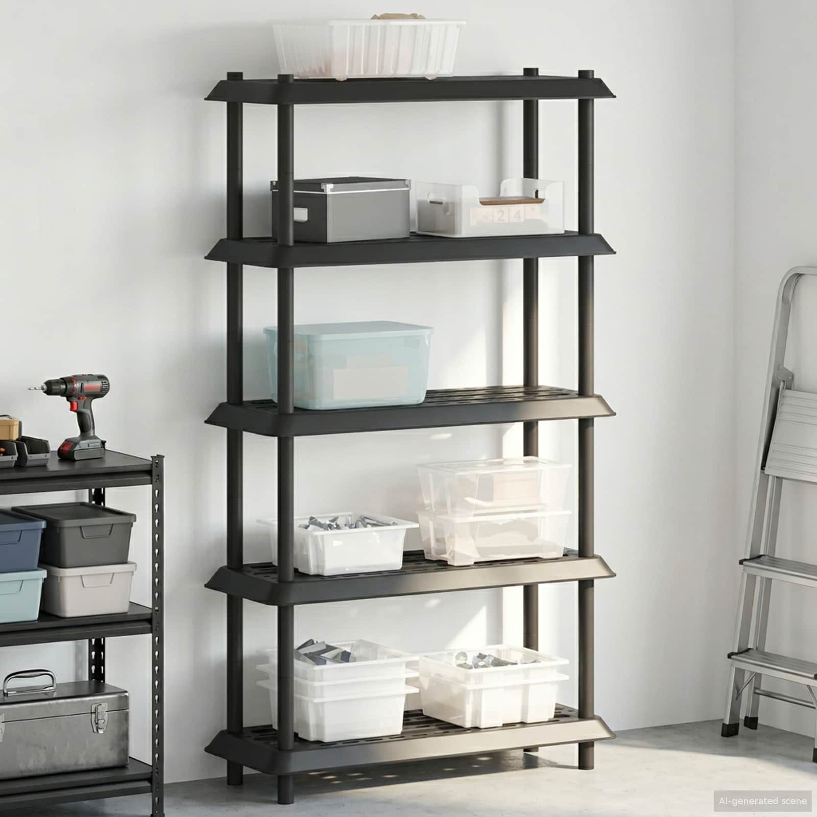 Unità di scaffalatura 5 livelli 100 x 40 x 177 cm PP Antracite | homemem39