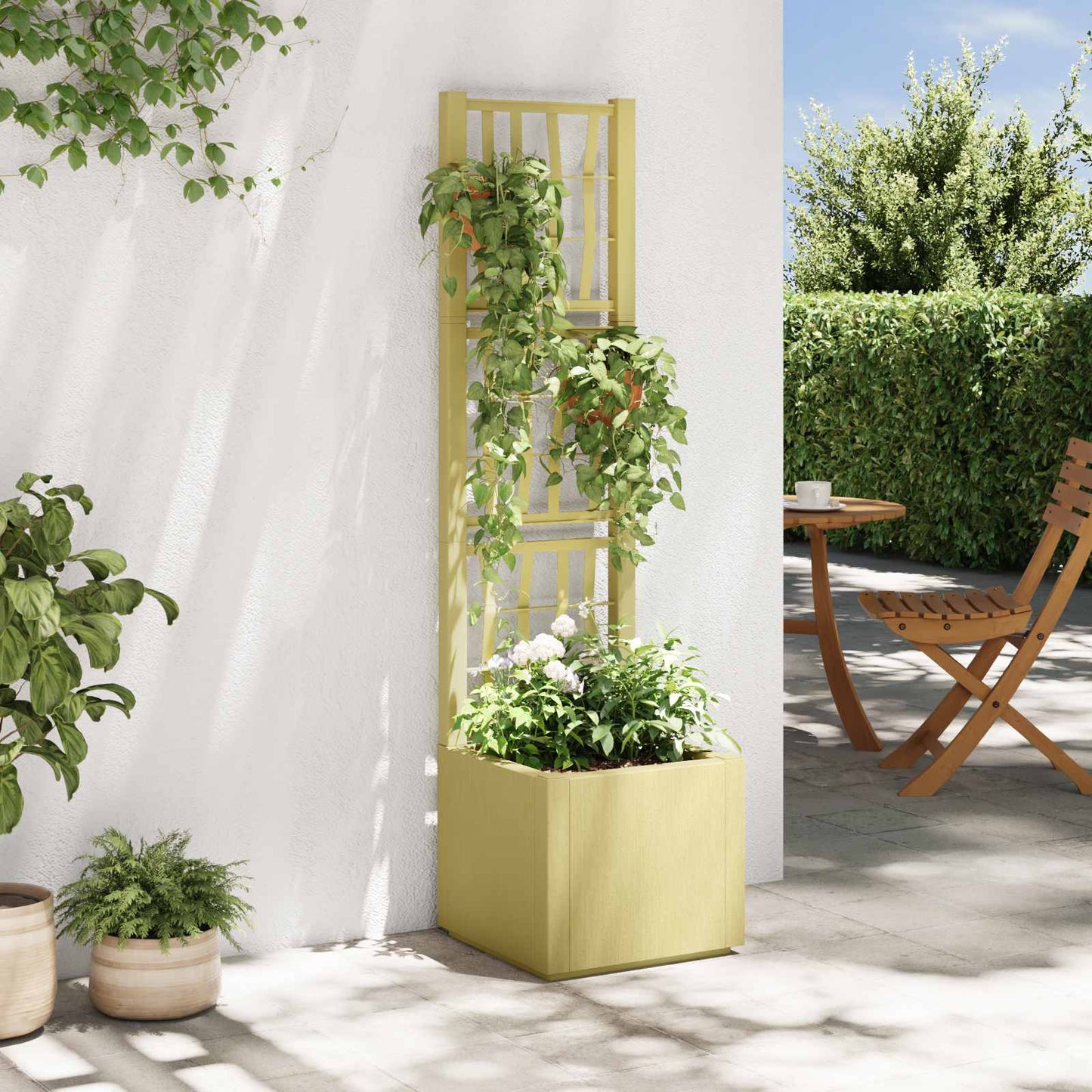 Vaso da Giardino con Trellis Verde 36 x 36 x 140 cm PP | homemem39