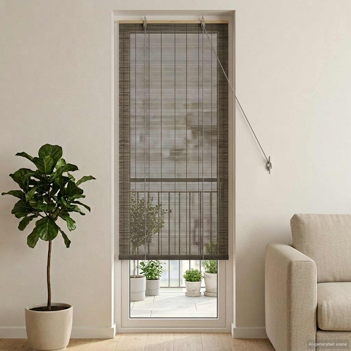 Tenda a rullo Grigio 70 x 220 cm Bambù
