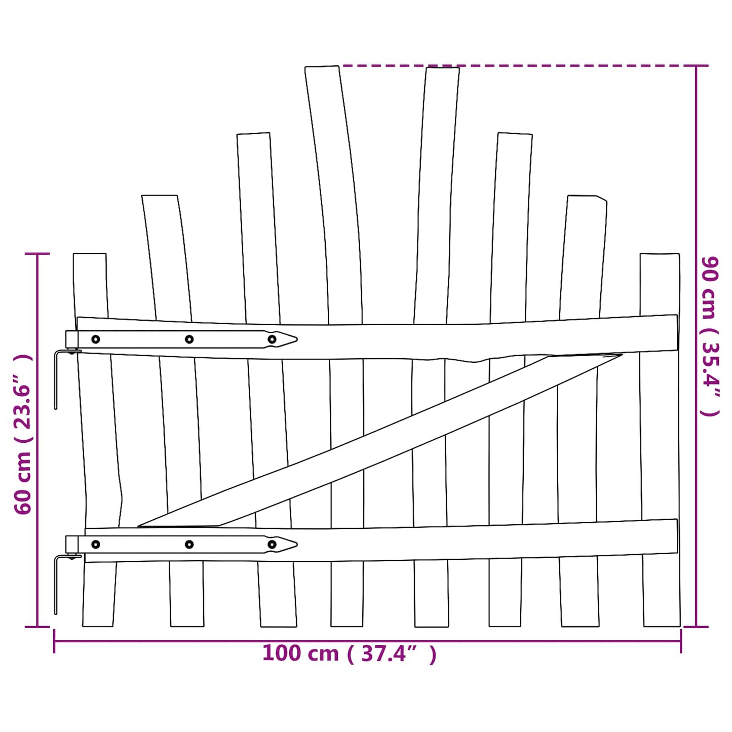 Cancello della recinzione arcuato 100 x 90 cm | homemem39